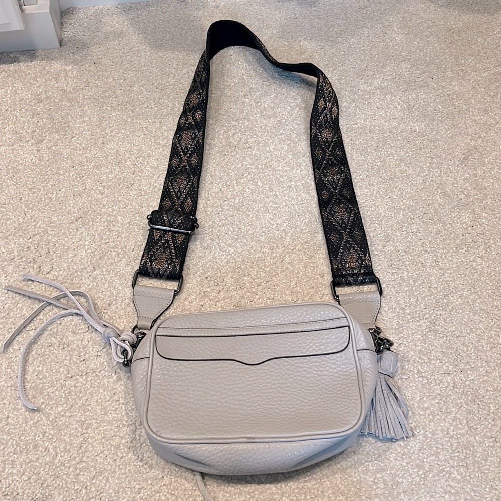 Rebecca Minkoff Gray leather guitar strap cross body bag